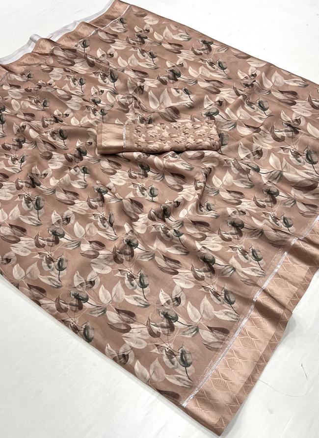 Georgette Light Brown Casual Wear Printed Saree